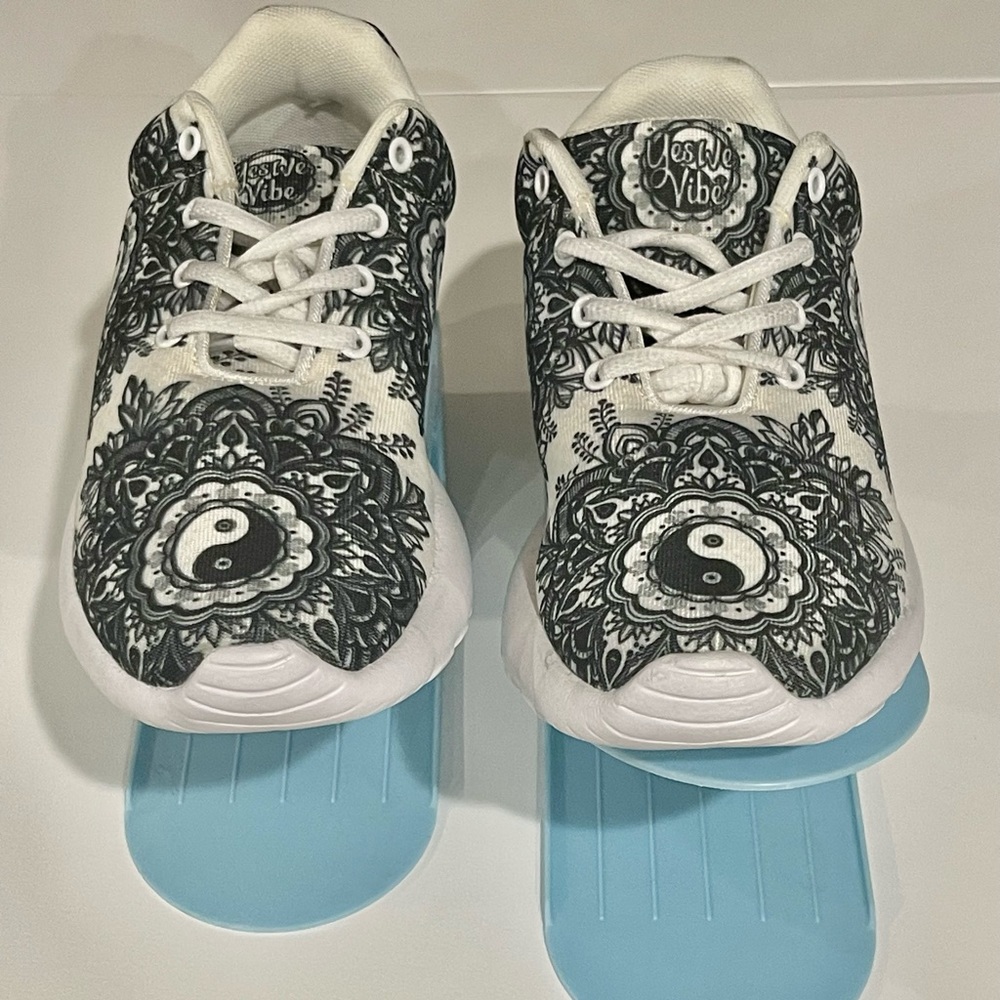 Yes We Vibe Black Yin Yang Design Sneakers